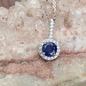 SAPPHIRE & TOPAZ 925 STERLING SILVER NECKLACE